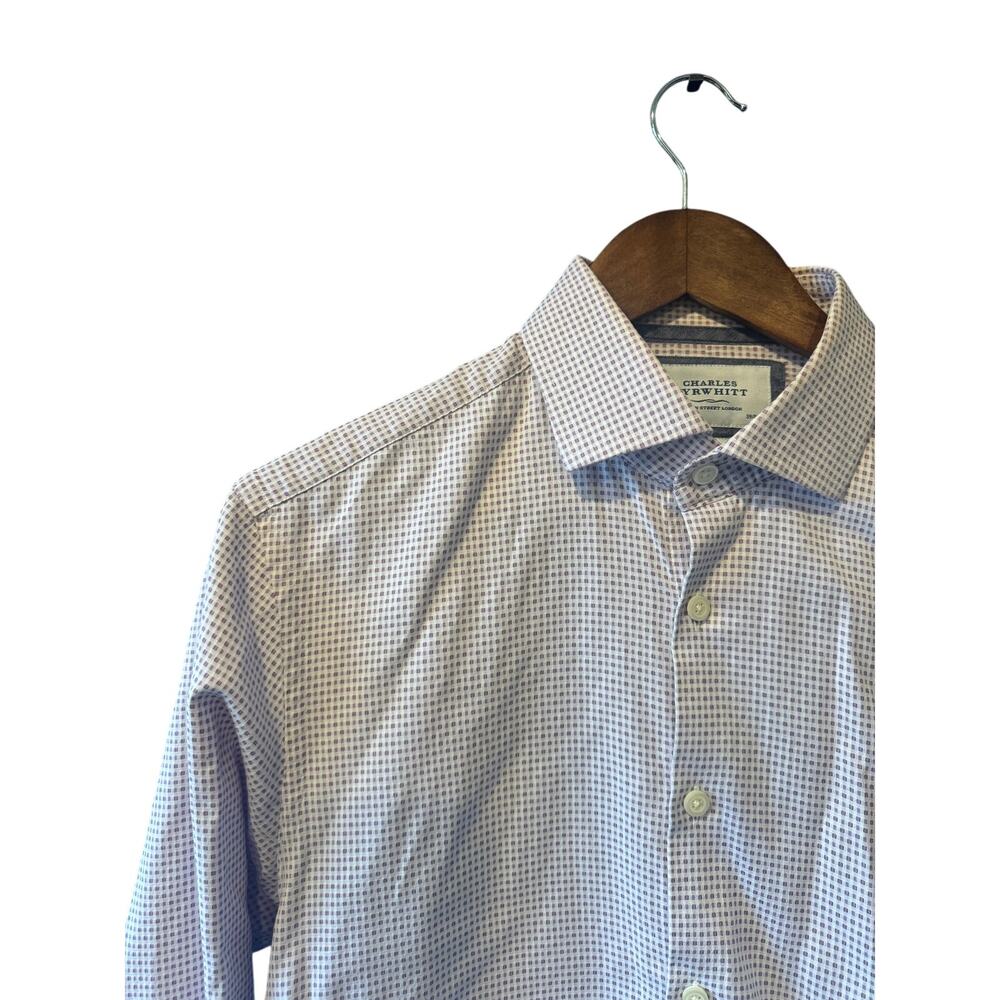Charles Tyrwhitt | 100% Cotton Purple/White Check Extra Slim Shirt | 15 1/2 / 33